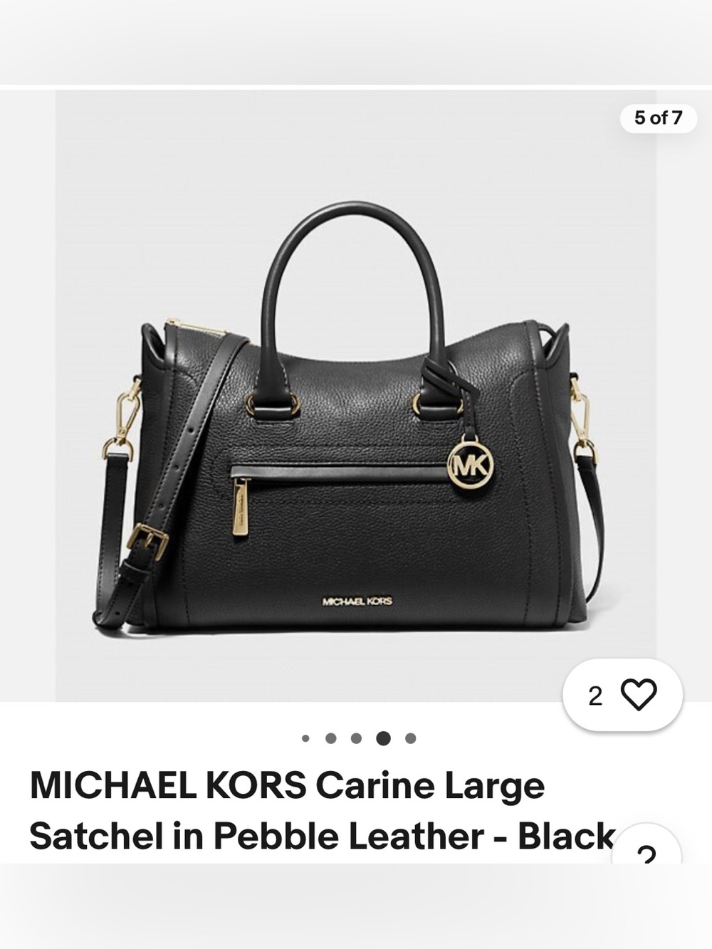 MICHAEL KORS 
Carine Lrg Satchel Black.